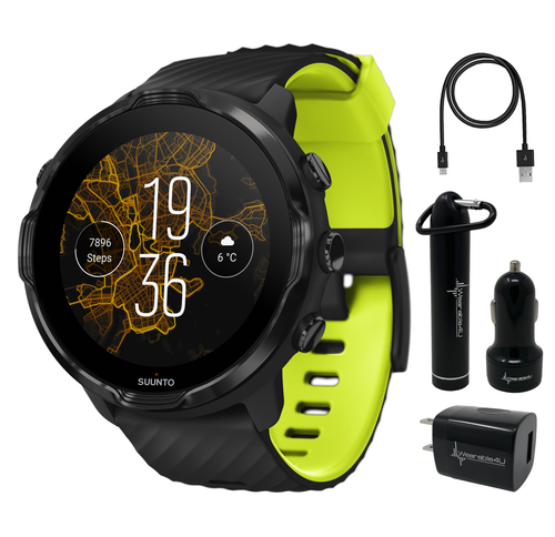 Suunto 7 Black Lime GPS Sports Smartwatch with Wearable4U Power Pack Bundle