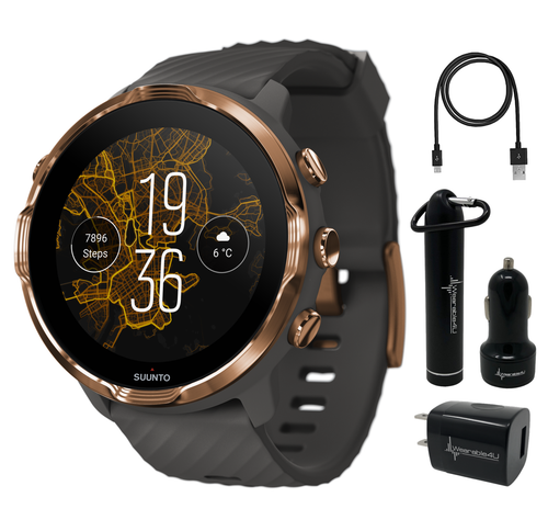 Suunto 7 Graphite Copper GPS Sports Smartwatch with Wearable4U Power Pack Bundle
