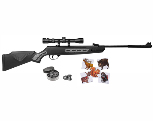 Hatsan 1000S Spring Striker AirRifle Combo .25 Caliber with Wearable4U .25 cal 150ct Pellets and 100x Paper Targets Bundle