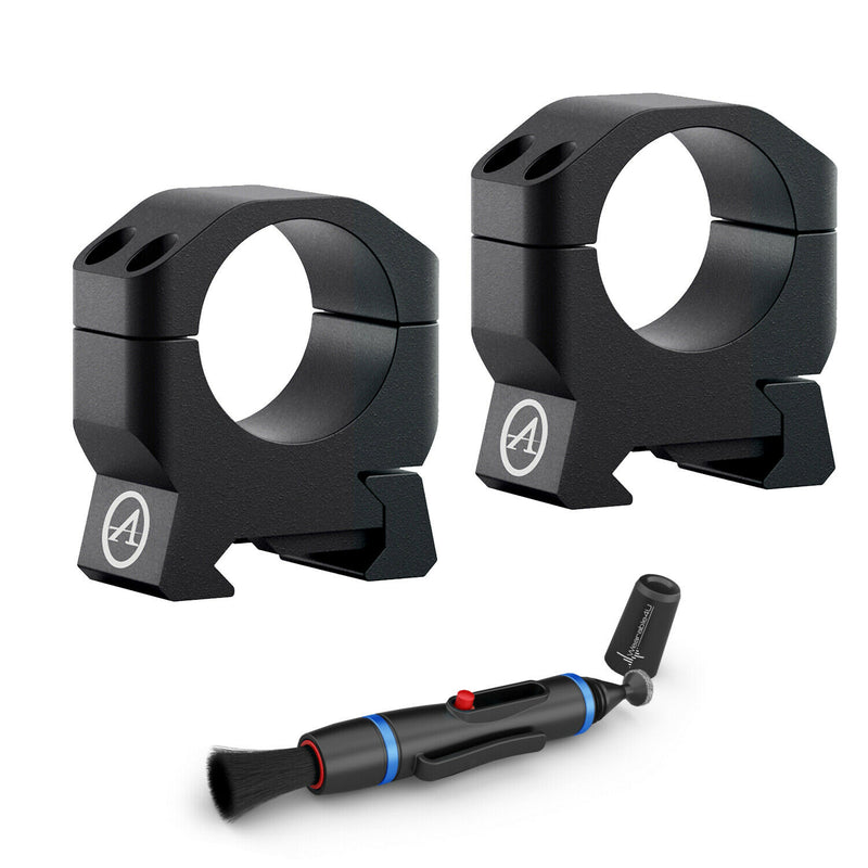 Athlon Armor 30 mm Low Height (0.89in) Scope Rings Set (2 Pack) 702002 with Lens Cleaning Pen Bundle