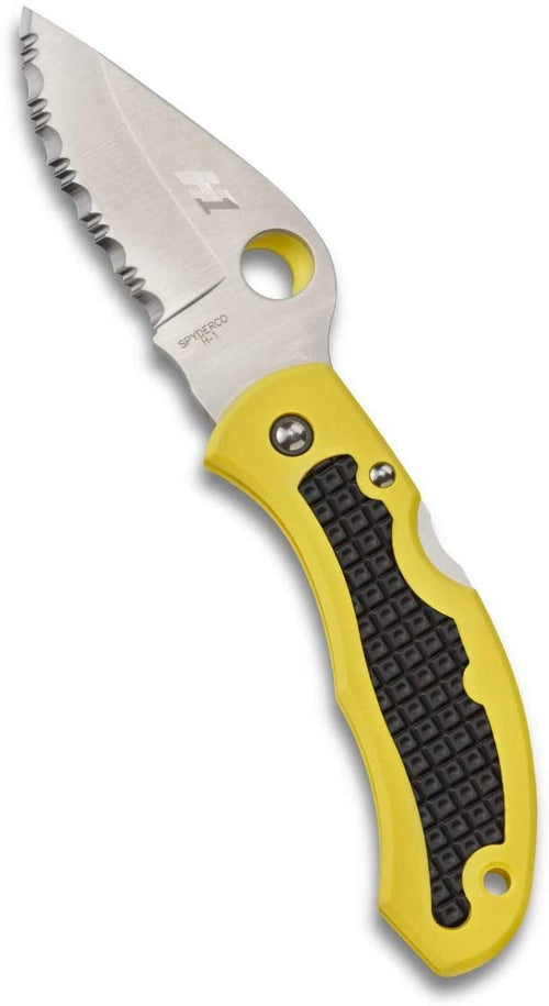 Spyderco Snap-It Salt SpyderEdge Folding Knife with Black/Yellow Lightweight FRN Handle