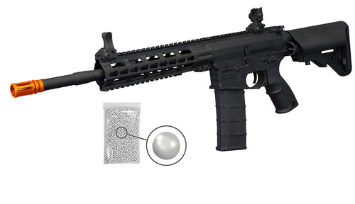 Tippmann Commando AEG Carbine 14.5in Airsoft Rifle Black with Wearable4U Pack of 1000 Plastic BBs Bundle