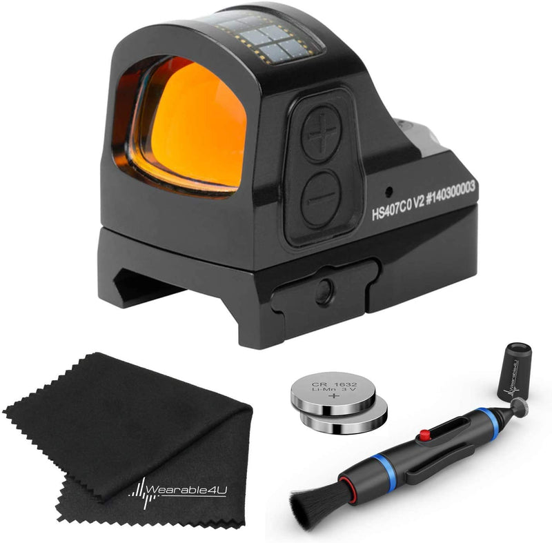Holosun HS407CO-V2 Classic Red Dot Sight Lens Cleaning Pen, Extra Battery and Lens Cleaning Cloth Bundle