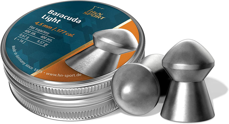 Haendler & Natermann H&N Baracuda Light, .177 Caliber / 4.51 mm 9.57gr/0.62g Airgun Pellets 400 Count