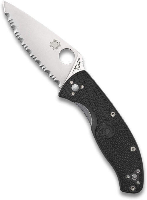 Spyderco C122SBK Tenacious Lightweight Satin Serrated Folding Knife