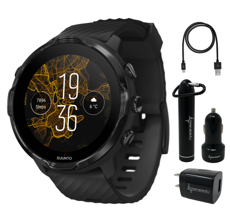 Suunto 7 Black GPS Sports Smartwatch with Wearable4U Power Pack Bundle