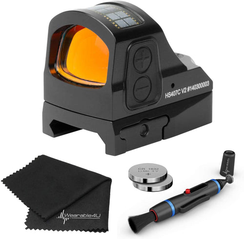 Holosun HS407C-V2 Classic Red Dot Sight Lens Cleaning Pen, Extra Battery and Lens Cleaning Cloth Bundle