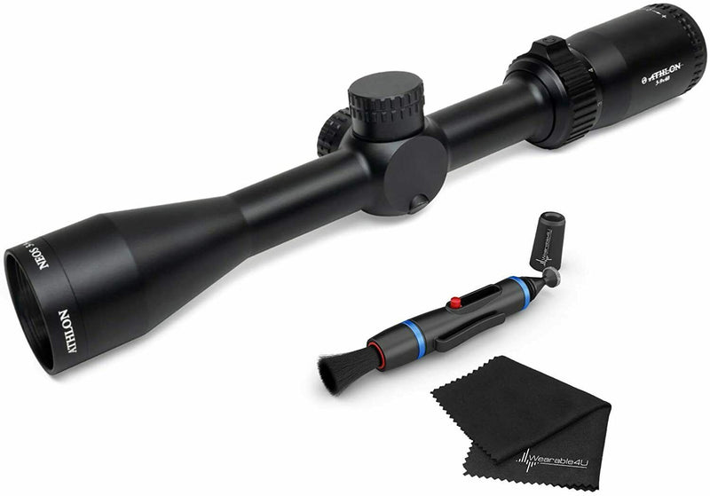 Athlon Optics Neos 3-9x40, Capped, Fixed Focus, 1 inch, SFP, BDC 22 RimFire Riflescope with included Wearable4U Lens Cleaning Pen and Lens Cleaning Cloth Bundle