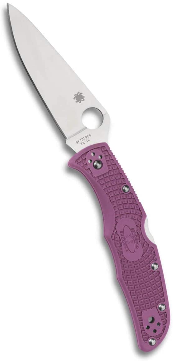 Spyderco Endura 4 FRN Flat Ground C10FPPR Purple Folding Plain Edge Pocket Knife