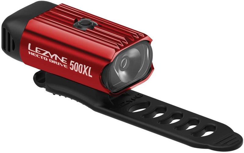 Lezyne Hecto Drive 500XL Bicycle Headlight, Bright 500 Lumens Daytime Flash, USB Rechargeable, Compact, Durable, LED Front Bike Light Red/HI Gloss