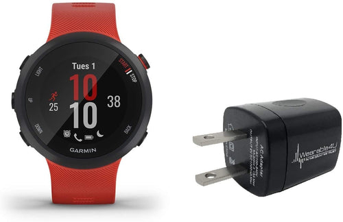 Garmin Forerunner 45 GPS Running Watch with Included Wearable4U Wall Charging Adapter Bundle (Lava Red, 42mm Case)
