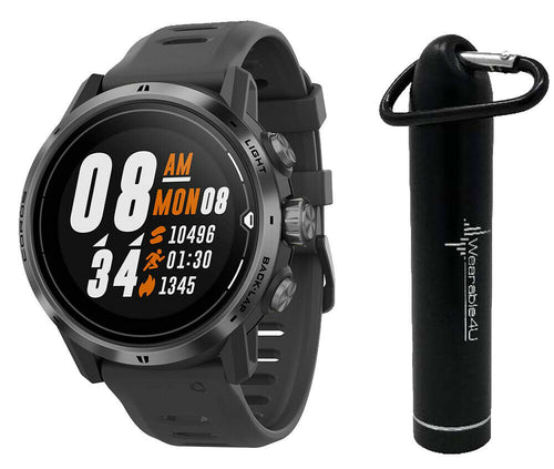 Coros APEX Pro Premium Multisport GPS Watch and Wearable4U Compact Power Bank Bundle (Black)
