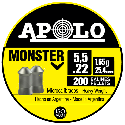 Apolo Monster 5.5mm .22 Cal 25.4gr/1.65 g Air Rifle Pellets 200 ct (E19931)