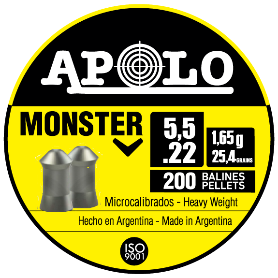 Apolo Monster 5.5mm .22 Cal 25.4gr/1.65 g Air Rifle Pellets 200 ct (E19931)