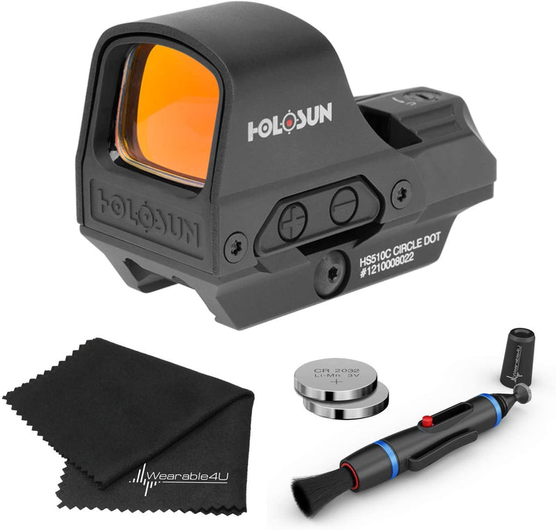 Holosun HS510C Reflex Circle Dot Solar Holographic Red Dot Sight Lens Cleaning Pen and Lens Cleaning Cloth Bundle