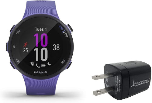 Garmin Forerunner 45S GPS Running Watch with Included Wearable4U Wall Charging Adapter Bundle (Iris, 39mm Case)