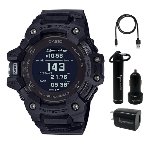 Casio G-Shock Move Digital Black Sport Watch GBD-H1000-1CR with Wearable4U Power Pack Bundle