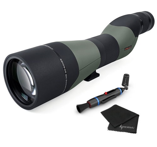 Athlon Optics Argos 20-60×85 HD Straight Angle Spotting Scope with included Wearable4U Lens Cleaning Pen and Lens Cleaning Cloth Bundle