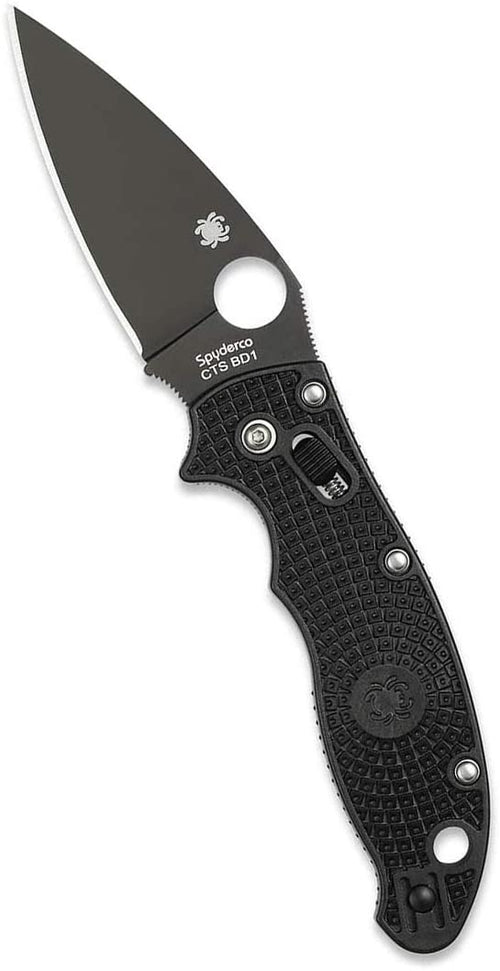 Spyderco Manix 2 Lightweight PlainEdge Folding Knife with Black Steel Blade and Black FRCP Handle