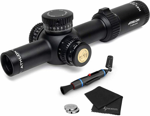 Athlon Optics Helos BTR 1-4.5x24, Direct Dial, 30mm, SFP, ATSR3 IR MOA Reticle Riflescope with Included Extra Battery CR2032 Lens Cleaning Pen and Lens Cleaning Cloth Bundle