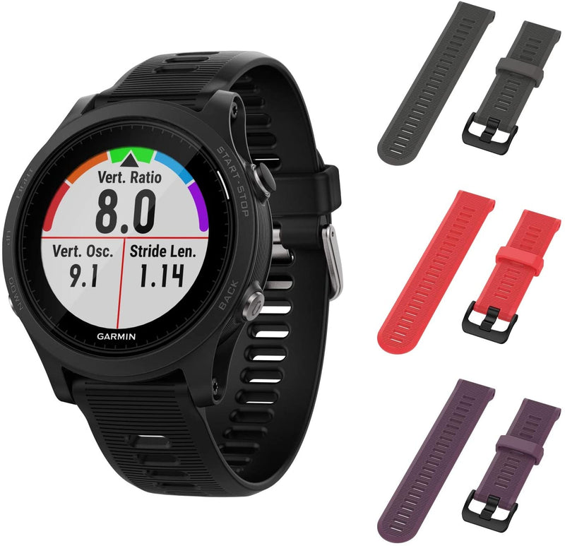 Garmin Forerunner 945 GPS Running Smartwatch with Included Wearable4U 3 Straps Bundle (Slate/Red/Purple)