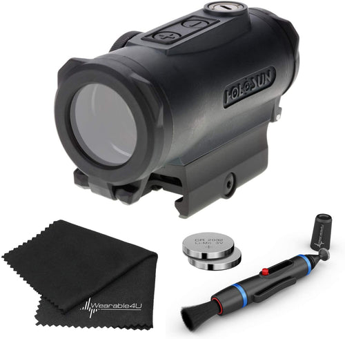 Holosun HE530G-GR Titanium Multi-Reticle Circle Green Dot 30mm Sight with Wearable4U Lens Cleaning Pen, Extra Battery and Lens Cleaning Cloth Bundle