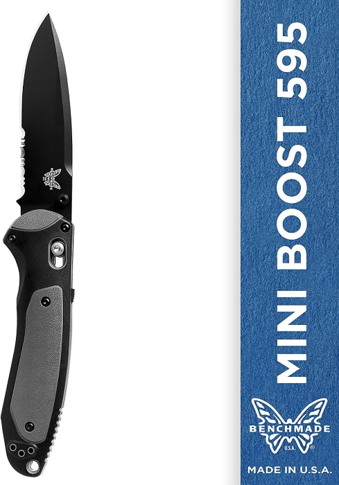 Benchmade Mini Boost 595SBK Serrated Drop-Point Coated Finish Knife