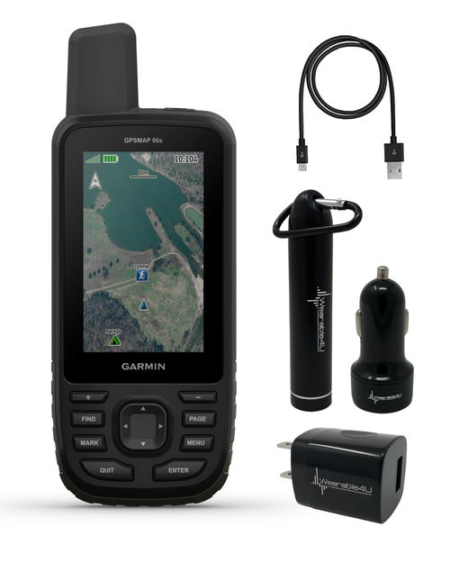 Garmin GPSMAP 66s Multisatellite Handheld with Sensors (NO TOPO Maps) with Wearable4U Ultimate Power Pack Bundle