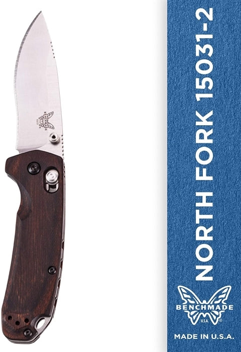 Benchmade 15031-2 North Fork Wood 2.97" Plain Drop-Point Folding Pocket Knife