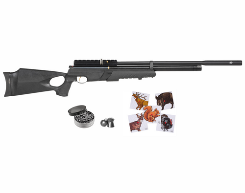 Hatsan AT44PA-10 Pump Action Long QuietEnergy QE .25 cal AirRifle with Wearable4U .25 Caliber 150ct Lead Pellets and 100x Paper Targets Bundle