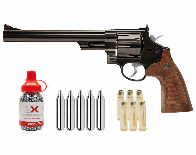 Umarex Smith & Wesson M29 CO2 BB Revolver .177 Caliber BB Air Pistol with Pack of 1500x BBs and 5xCO2 Tanks Bundle
