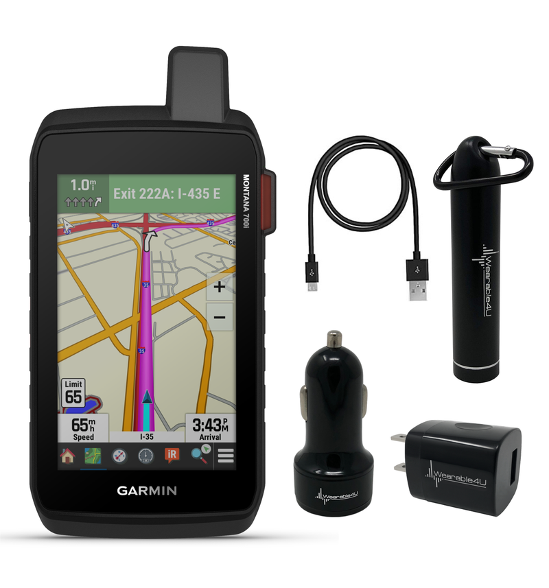 Garmin Montana 700 Series (750i, 700i or 700 ) Rugged GPS Touchscreen Navigator with Included Wearable4U Bundle