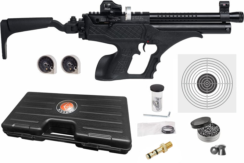 Hatsan Sortie Tact Semi-Auto PCP Synthetic Air Pistol with Wearable4U 100x Paper Targets and Lead Pellets Bundle