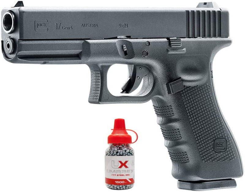 Umarex Glock 17 Gen4 CO2 Blowback Action .177 Caliber BB Black Air Pistol and Pack of 1500 Umarex BB's Bundle