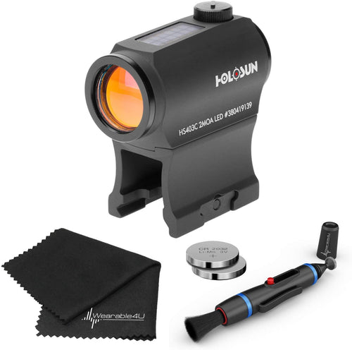 Holosun HS403C Solar Power Micro Red Dot Sight Lens Cleaning Pen, Extra Battery and Lens Cleaning Cloth Bundle