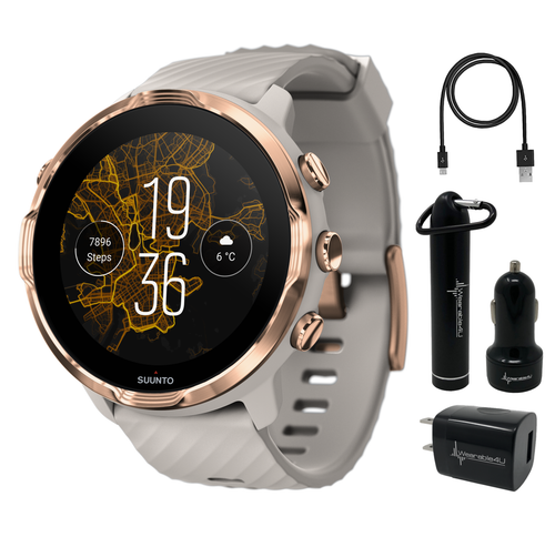Suunto 7 Sandstone Rosegold GPS Sports Smartwatch with Wearable4U Power Pack Bundle
