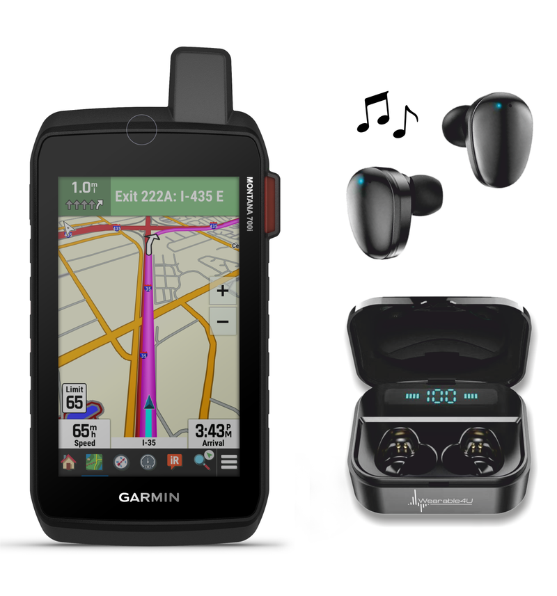 Garmin Montana 700i Rugged GPS Touchscreen Navigator with Included Wearable4U EarBuds