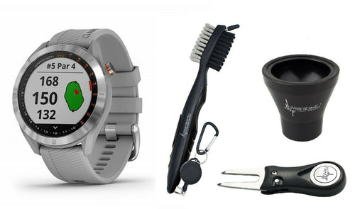 Garmin Approach S40 GPS Golf Smartwatch with Included Wearable4U Golf Tools Kit Bundle (Stainless Steel with Powder Gray Band)