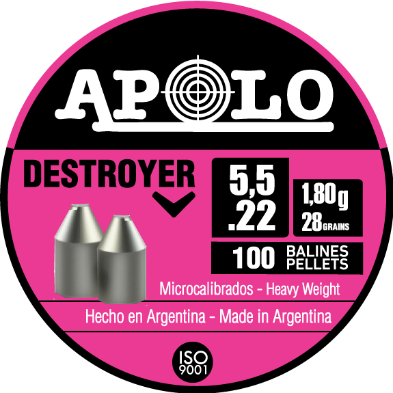 Apolo Destroyer 5.5mm .22 Cal 28gr/1.8 g Air Rifle Pellets 100 ct (E19901)