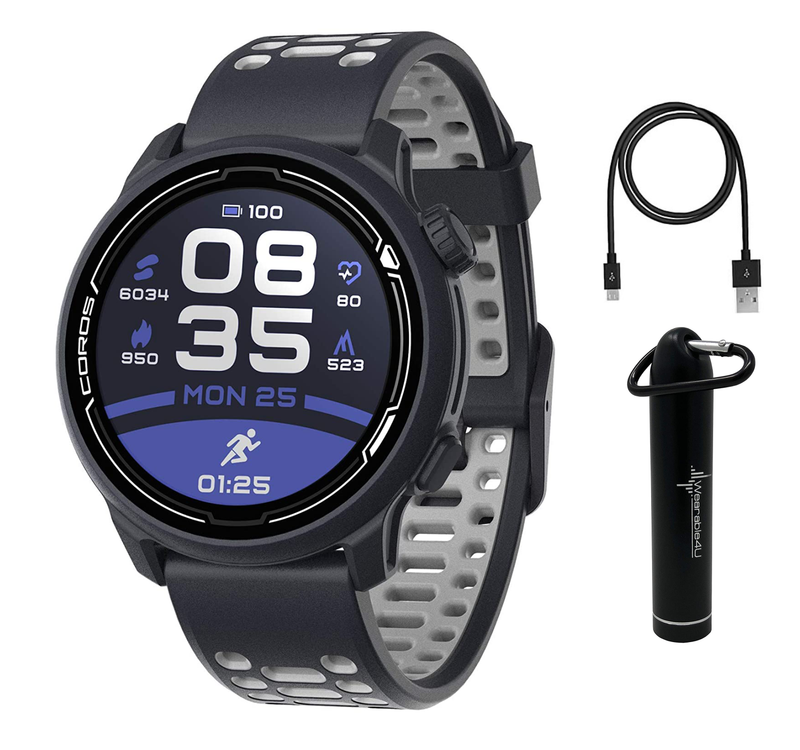 Coros PACE 2 Premium GPS Sport Watch with Nylon or Silicone Band, Heart Rate Monitor, Barometer with Wearable4U Power Bank Bundle