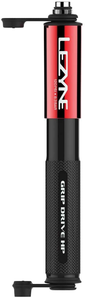 Lezyne Grip Drive HP Hand Pump, Small, 186mm, 120psi, Red