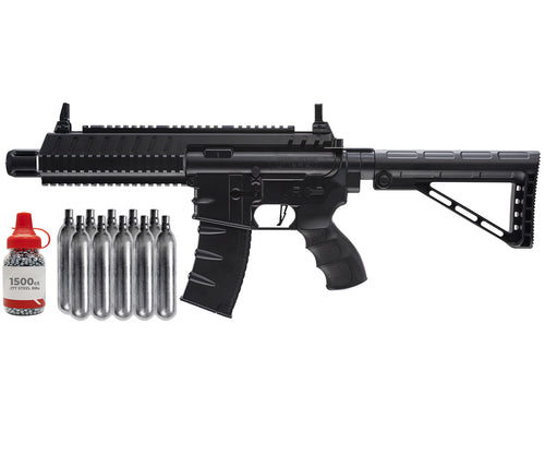 Umarex Steel Strike CO2 .177 Cal Air Rifle (2252120) with included CO2 12 Gram (10 Pack) and Pack of 1500  BBs Bundle