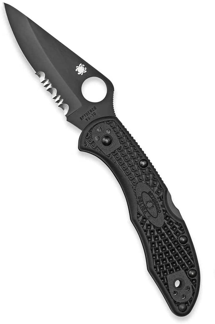Spyderco C11PSBBK Delica 4 FRN Black Serrated Folding Pocket Knife