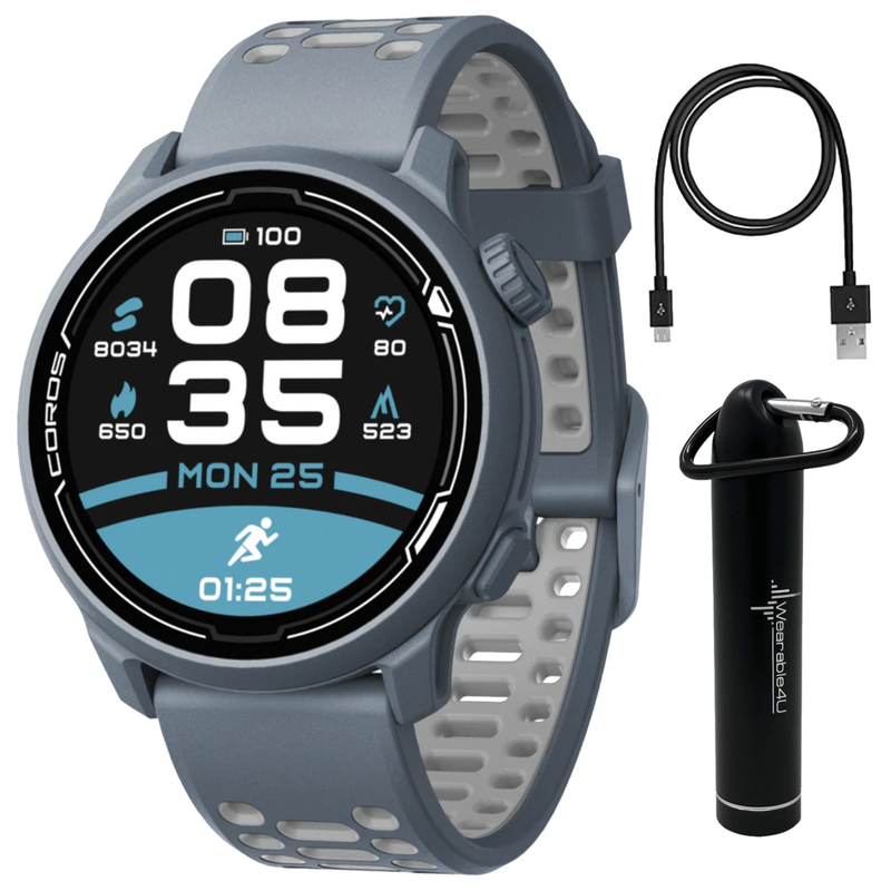 Coros PACE 2 Premium GPS Sport Watch with Nylon or Silicone Band, Heart Rate Monitor, Barometer with Wearable4U Power Bank Bundle