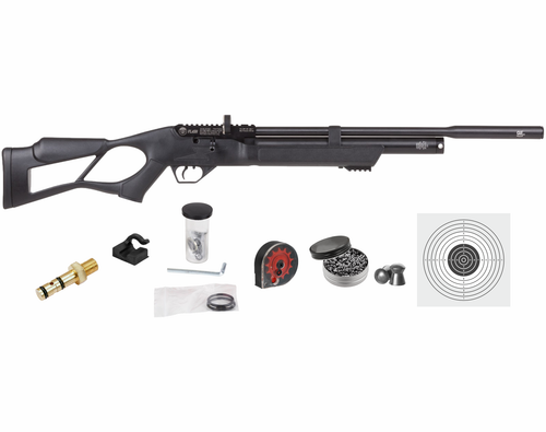 Hatsan Flash QE .25 Cal Pellet Bolt Action AirRifle with Pack of Pellets and Paper Targets Bundle