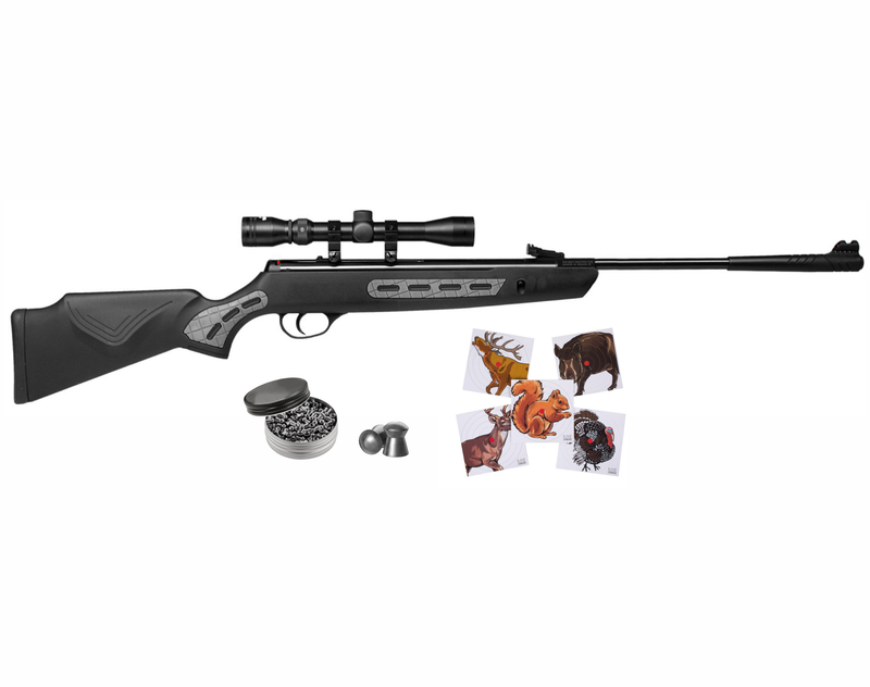 Hatsan 1000S Spring Striker Air Rifle Combo .177 cal with Wearable4U 100x Paper Targets and 500x .177cal Lead Pellets Bundle