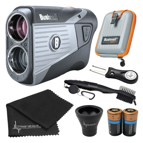 Bushnell Tour V5 Laser Golf Rangefinder with Included Carrying Case, Carabiner, Lens Cloth, Two (2) CR2 Batteries and Ultimate 3 Golf Tools Bundle
