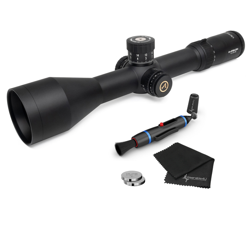 Athlon Optics Cronus 4.5-29x56, Direct Dial, Side Focus, 34mm with included Extra Battery CR2032 and Wearable4U Lens Cleaning Pen and Lens Cleaning Cloth Bundle