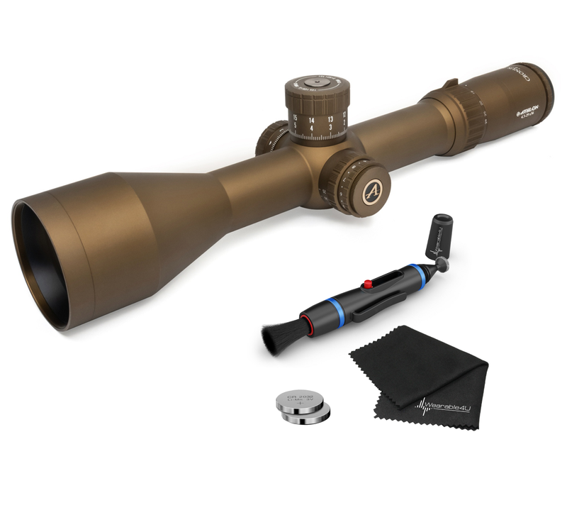 Athlon Optics Ares ETR 4.5-30x56, Direct Dial, Side Focus, 34mm Riflescope with included Extra Battery CR2032 and Wearable4U Lens Cleaning Pen and Lens Cleaning Cloth Bundle