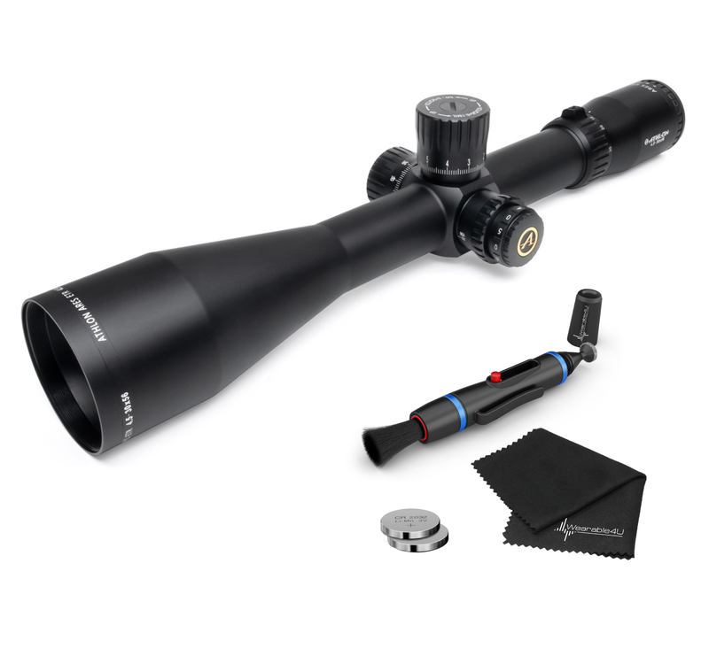 Athlon Optics Ares ETR 4.5-30x56, Direct Dial, Side Focus, 34mm Riflescope with included Extra Battery CR2032 and Wearable4U Lens Cleaning Pen and Lens Cleaning Cloth Bundle